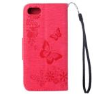 For  iPhone 8 & 7   Pressed Flowers Butterfly Pattern Horizontal Flip Leather Case with Holder & Card Slots & Wallet(Magenta) - 3