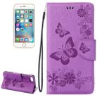 For  iPhone 8 & 7   Pressed Flowers Butterfly Pattern Horizontal Flip Leather Case with Holder & Card Slots & Wallet(Purple) - 1