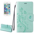 For  iPhone 8 & 7  Pressed Flowers Horizontal Flip Leather Case with Holder & Card Slots & Wallet(Green) - 1