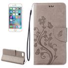 For  iPhone 8 & 7  Pressed Flowers Horizontal Flip Leather Case with Holder & Card Slots & Wallet(Grey) - 1