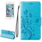 For  iPhone 8 & 7  Pressed Flowers Horizontal Flip Leather Case with Holder & Card Slots & Wallet(Blue) - 1