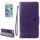 For  iPhone 8 & 7  Pressed Flowers Horizontal Flip Leather Case with Holder & Card Slots & Wallet(Purple) - 1