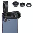 HAUTIK HK-002 5 in 1 180 Degree Fisheye Lens + 0.65X Macro &  Wide Lens + 12X Telephoto Lens + Star Line Lens Kits - 1