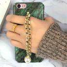 For  iPhone 8 & 7  Retro Marble Pattern Chain Pearl Pendant PC Protective Case - 1