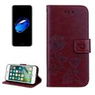 Fro  iPhone 8 & 7  Roses Pressed Flowers Pattern Flip Leather Case with Holder & Card Slots & Wallet (Brown) - 1