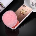 For  iPhone 8 & 7  Electroplating Mirror TPU Protective Cover Case with Furry Ball Chain Pendant(Rose Gold) - 1