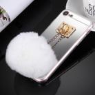 For  iPhone 8 & 7  Electroplating Mirror TPU Protective Cover Case with Furry Ball Chain Pendant(Silver) - 1