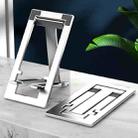 QQB002 Aluminium Alloy Retractable Phone Lazy Bracket Foldable Desktop Holder for Phones / Tablets within 7.9 inches(Silver) - 1