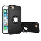 For  iPhone 8 & 7  Phone Ring Armor TPU + PC 360 Degrees Rotation Magnetic Phone Ring Stent Combination Case(Black) - 1