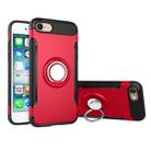 For  iPhone 8 & 7  Phone Ring Armor TPU + PC 360 Degrees Rotation Magnetic Phone Ring Stent Combination Case(Red) - 1