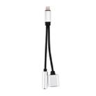 10cm 8 Pin Female & 3.5mm Audio Female to 8 Pin Male Charger Adapter Cable, Support iOS 10.3.1(Silver) - 3