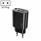 USAMS US-CC121 T35 20W QC3.0 + PD3.0 Fast Charger, EU Plug(Black) - 1