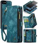 CaseMe for  iPhone 8 & 7  Multifunctional Leather Billfold with Detachable Magnetic PC Back Protective Case & Holder & 10 Card Slots & 3 Cash Slots & 1 Zipper Wallet & 2 Photo Frames & 3 Magnetic Clasps(Blue) - 1