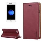 GOOSPERY BLUE MOON for  iPhone 8 & 7  Crazy Horse Texture Horizontal Flip Leather Case with Card Slots & Wallet & Holder(Wine Red) - 1
