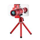 Universal 18X Magnification Lens Mobile Phone 3 in 1 Telescope + Tripod Mount + Mobile Phone Clip(Red) - 1