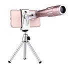 Universal 18X Magnification Lens Mobile Phone 3 in 1 Telescope + Tripod Mount + Mobile Phone Clip(Rose Gold) - 1