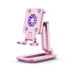 F6 Foldable Mobile Phone Tablet Desktop Stand Holder With Fill Light & Heat Dissipation (Pink) - 1