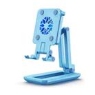 F6 Foldable Mobile Phone Tablet Desktop Stand Holder With Fill Light & Heat Dissipation (Sky Blue) - 1