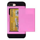 For iPhone 8 Plus & 7 Plus   Slide Style TPU + PC Combination Case with Card Slot(Pink) - 1