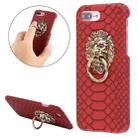 For iPhone 8 Plus & 7 Plus   Snakeskin Texture Paste Skin PC Protective Case with Lion Head Holder(Red) - 1