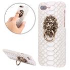 For iPhone 8 Plus & 7 Plus   Snakeskin Texture Paste Skin PC Protective Case with Lion Head Holder(White) - 1