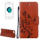 For iPhone 8 Plus & 7 Plus   Flowers Embossing Horizontal Flip Leather Case with Holder & Card Slots & Wallet & Lanyard(Coffee) - 1