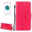 For iPhone 8 Plus & 7 Plus   Flowers Embossing Horizontal Flip Leather Case with Holder & Card Slots & Wallet & Lanyard(Magenta) - 1