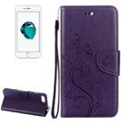 For iPhone 8 Plus & 7 Plus   Flowers Embossing Horizontal Flip Leather Case with Holder & Card Slots & Wallet & Lanyard(Purple) - 1