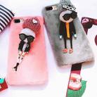 2 PCS For iPhone 8 Plus & 7 Plus   3D Lovers Doll Plush Cloth Protective Back Cover Case - 1