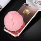 For iPhone 8 Plus & 7 Plus   Electroplating Mirror TPU Protective Cover Case with Furry Ball Chain Pendant(Rose Gold) - 1