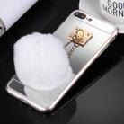 For iPhone 8 Plus & 7 Plus   Electroplating Mirror TPU Protective Cover Case with Furry Ball Chain Pendant(Silver) - 1