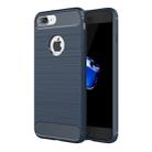 For iPhone 7 Plus Brushed Texture Fiber TPU Rugged Armor Protective Case(Dark Blue) - 1