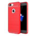 For iPhone 7 Plus Brushed Texture Fiber TPU Rugged Armor Protective Case(Red) - 1