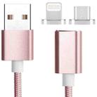 2 in 1 5V 2A Micro USB & 8 Pin to USB 2.0 Weave Style Magnetic Data Cable, Cable Length: 1.2m(Pink) - 1
