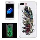 For iPhone 8 Plus & 7 Plus   Noctilucent Feather Pattern IMD Workmanship Soft TPU Back Cover Case - 1