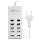 5V 2.4A / 2.1A / 1A 10-Port USB Charger Adapter, EU Plug(White) - 1