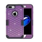 For iPhone 8 Plus & 7 Plus   3 in 1 Diamond Encrusted PC + Silicone Combination Case(Purple + Black) - 1