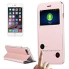 For iPhone 8 Plus & 7 Plus   Horizontal Flip Leather Case with Call Display ID & Holder(Pink) - 1