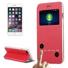 For iPhone 8 Plus & 7 Plus   Horizontal Flip Leather Case with Call Display ID & Holder(Red) - 1