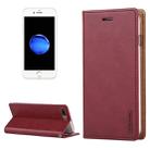 GOOSPERY BLUE MOON for iPhone 8 Plus & 7 Plus   Crazy Horse Texture Horizontal Flip Leather Case with Card Slots & Wallet & Holder(Wine Red) - 1