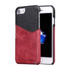 For iPhone 8 Plus & 7 Plus   Genuine Cowhide Leather Color Matching Back Cover Case with Card Slot(Wind Red) - 1