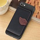 Leaf Style Magnetic Leather Case For iPhone SE 2020 & 8 & 7 , with Holder & Card Slots & Wallet & Photo Frame (Black) - 1