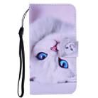 White Cat Pattern Colored Drawing Horizontal Flip Leather Case For iPhone SE 2020 & 8 & 7, with Holder & Card Slots & Wallet & Lanyard - 2