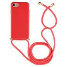 For iPhone 8 / 7 TPU Anti-Fall Mobile Phone Case With Lanyard(Red) - 1