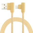 25cm Nylon Weave Style USB to 8 Pin Double Elbow Charging Cable(Gold) - 1