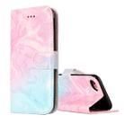 For iPhone SE 2020 & 8 & 7 Pink Green Marble Pattern Horizontal Flip Leather Case with Holder & Card Slots & Wallet - 1
