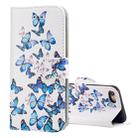 For iPhone SE 2020 & 8 & 7 Small Blue Butterflies Pattern Horizontal Flip Leather Case with Holder & Card Slots & Wallet - 1