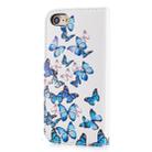 For iPhone SE 2020 & 8 & 7 Small Blue Butterflies Pattern Horizontal Flip Leather Case with Holder & Card Slots & Wallet - 3