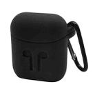 Portable Wireless Bluetooth Earphone Silicone Protective Box Anti-lost Dropproof Storage Bag with Hook for Apple AirPods 1/2(Black) - 1