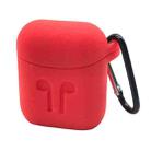 Portable Wireless Bluetooth Earphone Silicone Protective Box Anti-lost Dropproof Storage Bag with Hook Portable for Apple AirPods 1/2(Red) - 1